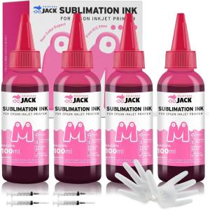 image:imagePrinters Jack 400ML Magenta Sublimation Ink Refill for Epson C88 C88 WF7710 ET2720 ET4700 ET15000 ET2760 ET2750 Inkjet Printers Heat Press Transfer on Mugs Plates Polyester Shirts etc
