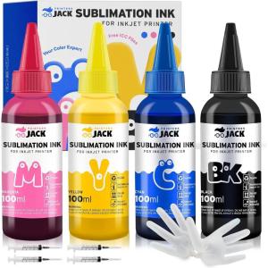 image:imagePrinters Jack 400ML Sublimation Ink for Epson C88 C88 WF7710 ET2720 ET4700 ET15000 ET2760 ET2750 WF7820 Inkjet Printers Heat Press Transfer on Mugs Plates Polyester Shirts Phone Cases etc