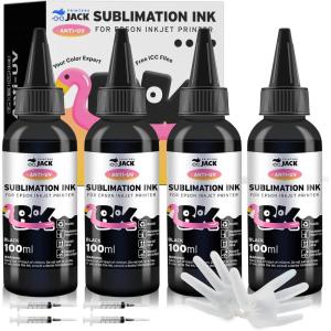 image:imagePrinters Jack Black Sublimation Ink Refill 400ml AntiUV Ink for WF7710 WF7720 ET2720 ET2760 WF3720 ET2750 WF7210 XP7100 WF3620 WF2750 ET2650 C88 C88 Inkjet Printers Heat Press Transfer Ink