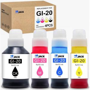 image:imagePrinters Jack Compatible Canon GI20 GI20 Refill Ink Bottles Kit for Canon PIXMA G5020 G6020 G7020 MegaTank Printers
