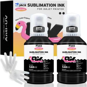 image:imagePrinters Jack Sublimation Ink for Supertank Inkjet Printers ET2800 ET2803 ET2720 ET2760 ET3760 ET4700 ET4800 ET7720 ET2400 Heat Press Transfer on TShirt Mug Mask PrinterAutofillAntiUVBlack