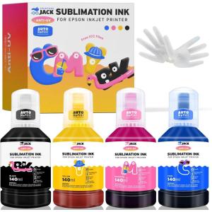 image:imagePrinters Jack Sublimation Ink for Supertank Inkjet Printers ET2800 ET2803 ET2720 ET2760 ET3760 ET4700 ET4800 ET7720 ET2400 Heat Press Transfer on TShirt Mug Mask PrinterAutofillAntiUVMulticolor